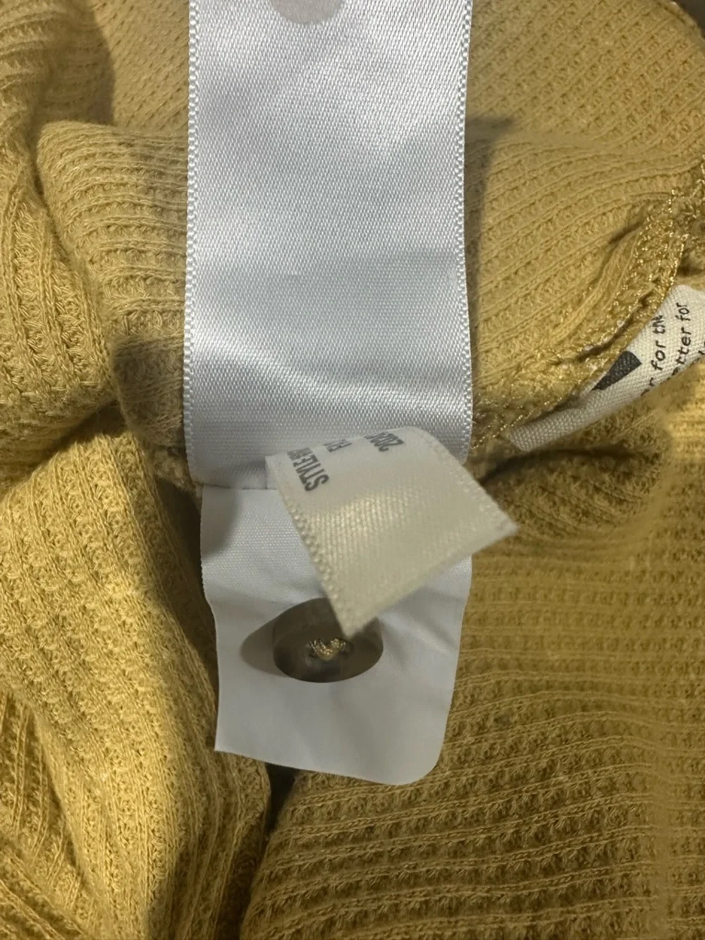 Madewell Mustard Yellow Floral Waffle Henley Top Sz S - Picture 6 of 7